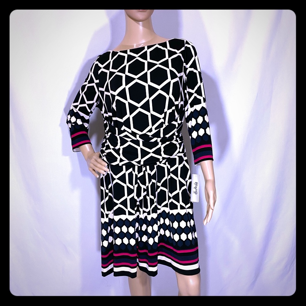 Eliza J Geometric Jersey lightweight knit dress